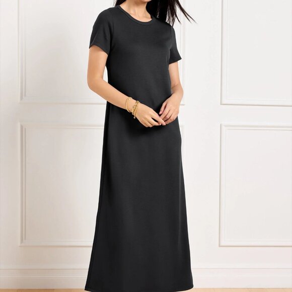 Talbots Women's Shift Dress Size 3X Petite NWT Short Sleeves Maxi Length Black - Picture 7 of 7